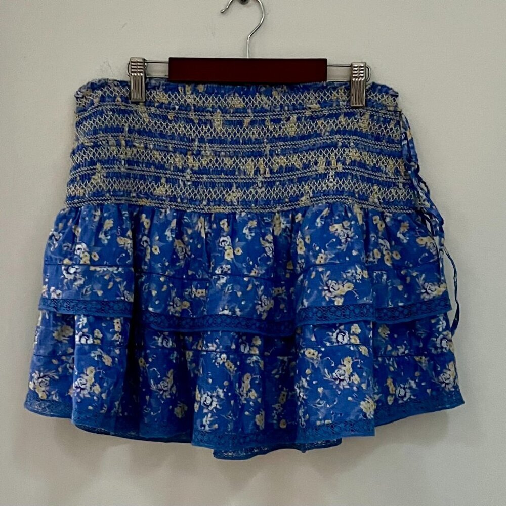 LoveShackFancy Casual Tiered Ruffled Floral Skirt Size L